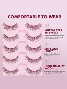 7 Pairs Natural False Eyelashes, Reusable Sweat-Proof Fake Eyelashes, Naturally Beautiful, Easy To Wear - Natural Lashes - View 4