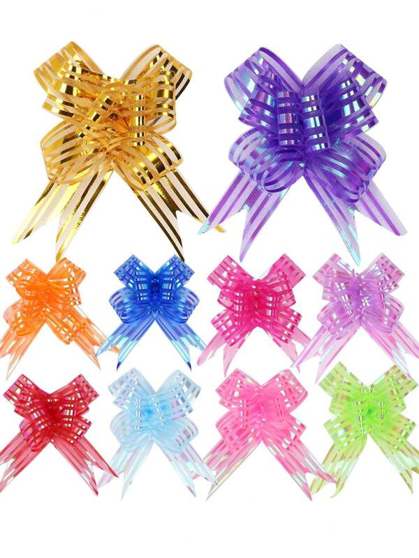 10 Peças 9 cm Laços Puxados de Organza para Embrulho de Presentes, Fitas, Cestas de Casamento, Laços de Presentes, Laços de Embrulho de Presentes, Laços de Presentes