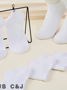 Paquete De 12 Pares Calcetines Tobilleros Unicolor Para Mujer,Calcetines Invisibles Casuales Cómodos Y Transpirables, Adecuados Para Uso Diario - Blanco - Ver 7