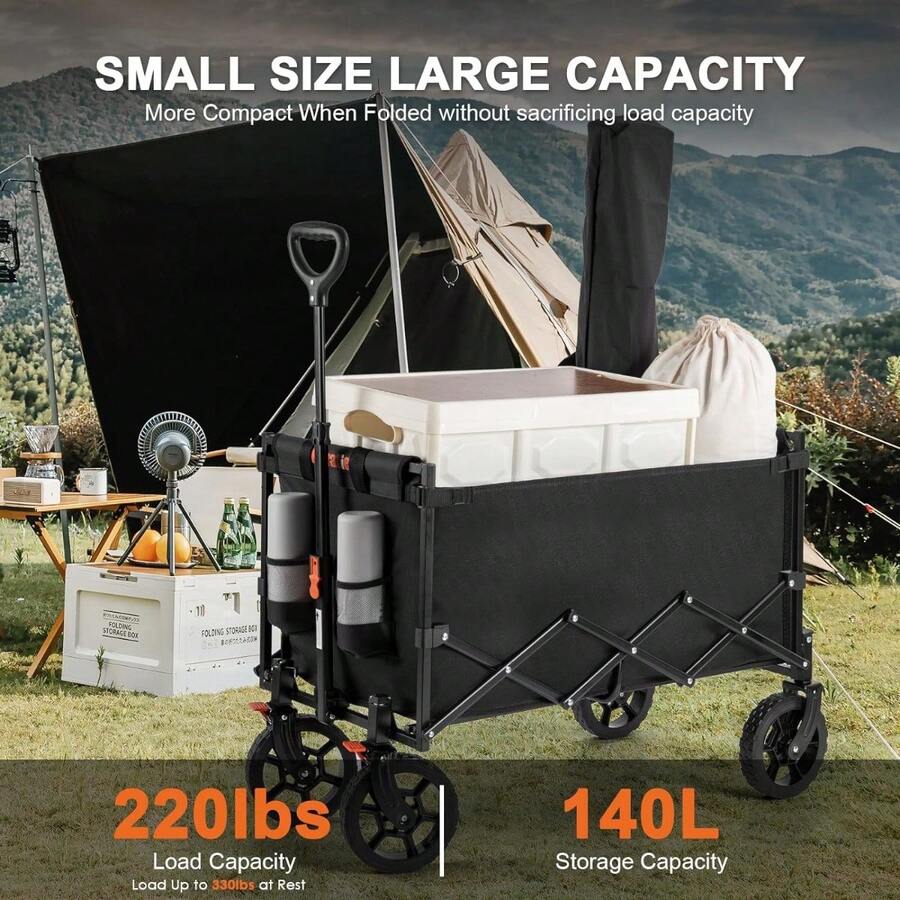 Wagon Cart Heavy Duty Foldable, Collapsible Wagon With Smallest Folding