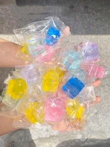 12 piezas de Mini cubos de hielo Squishy al azar, juguete lindo redondo en forma de pata de gato para aliviar el estrés y la ansiedad, son excelentes para fiestas creativas - Multicolor - Ver 3