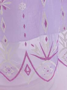 Young Girls Sequin Snowflake School Stage Princess Dress, Suitable For Party, Banquet, Birthday, Includes Cape, Excludes Headband - Màu tím hoa cà - Xem 8