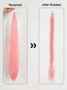 SIVIR 2 Pcs 28 Inch Pink DIY Ponytail Extensions For Braiding Hair Extensions Heat Resistant Colorful Synthetic Braiding Hair For Women  Hair Accessories - Pink - View 3