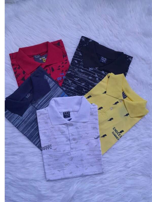 Kit com 5 camiseta  gola polo infantil  Lançamento