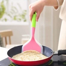 1PC Cooking Spatula Silicone Jade Burning Spatula Silicone Wide Frying Spatula Jade Burning Spatula Kitchen Utensils Silicone Spatula - Baby Pink - View 3