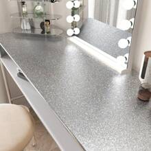 1卷 17.7英寸X196.8/118.1/39.3英寸 灰色闪光壁纸 即贴即剥 闪亮壁纸 乙烯基闪光接触纸 现代可移除银色闪光壁纸 装饰墙 即剥即贴 台面 家具 DIY - 銀色 - 查看 7