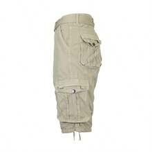 2-Pack Men's Distressed Cotton Cargo Belted Shorts - 海軍藍 & 卡其色 - 查看 7