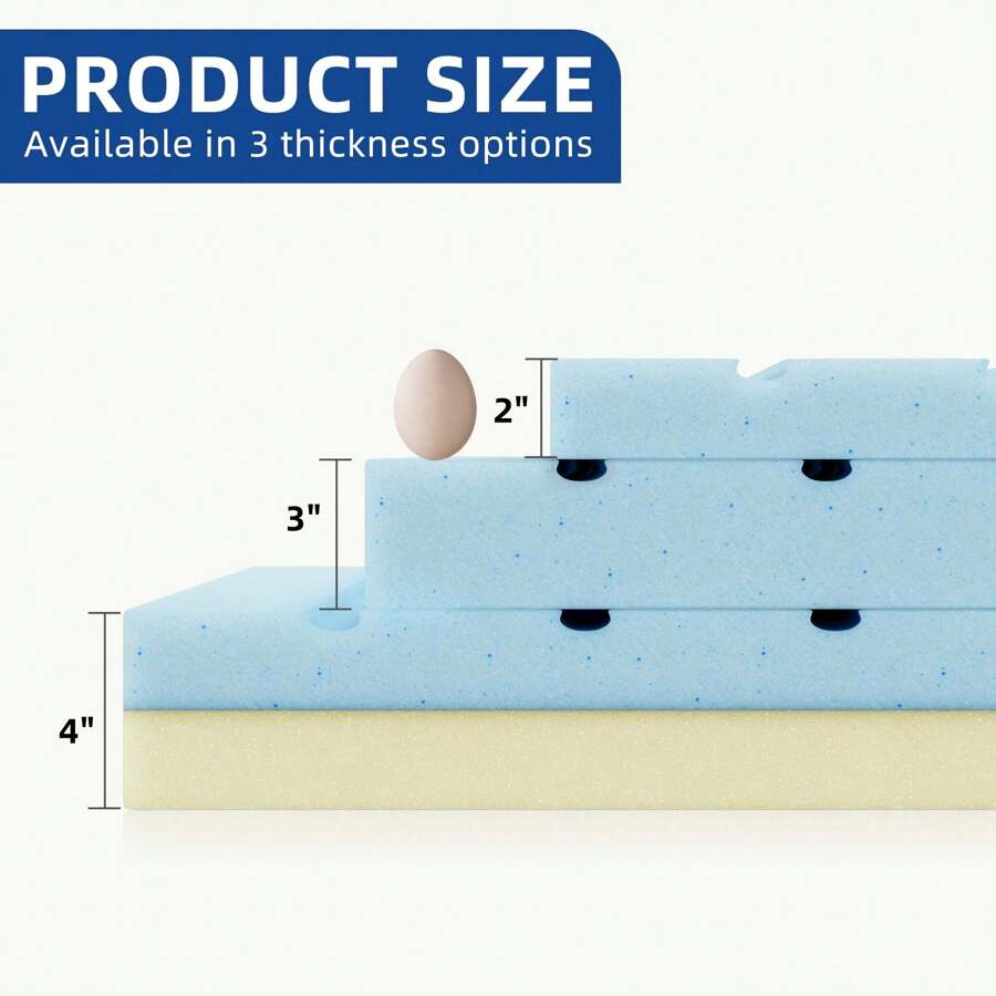 Sturdum 3 Inch Twin Full Queen Size Gel Memory Foam Infused Mattress