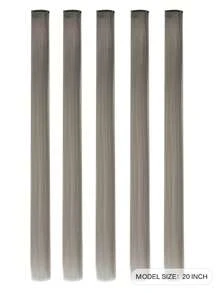 5片灰色夹式接发，20英寸长直发，夹式合成材质，适合万圣节角色扮演、装扮、时尚派对、圣诞节、新年等场合，可作为女性礼物，也可用于圣诞节、新年狂欢节、音乐节等场合（灰色）。 - 深灰色 - 查看 3