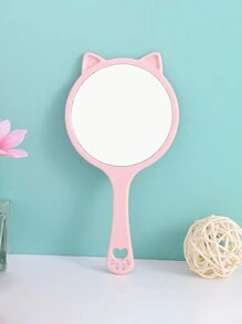 1 pezzo Specchio da trucco portatile creativo con maniglia a forma di orso e gatto, specchio regalo portatile stile coreano per ragazze per il dormitorio degli studenti specchio trucco, specchietti - Multicolore - Visualizzare 19