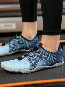 中性防滑水鞋，運動鞋，快干透氣沙灘游泳鞋，赤足浮潛鞋，適用於水上樂園，海灘，衝浪和釣魚 - 藍色 - 查看 5