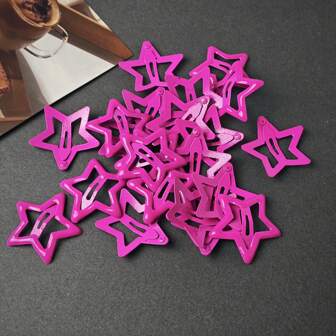 10pcs Women's Fashion Basic Hairclips, Pink Star Pattern, Suitable For Daily Wear, Pink Accessories, Claw Clips, Hair Clips, Student Supplies, Hair Accessories