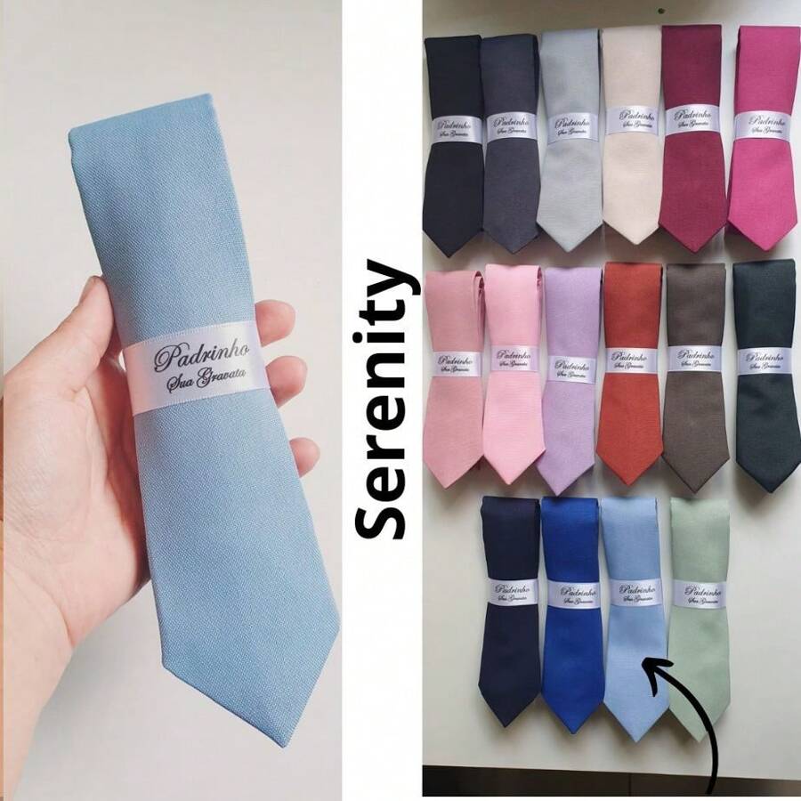 5 Semi Slim Groomsmen Ties - Colors - Xanh nhạt / thanh thản - Xem 1