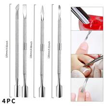 4 件角质层推刀和切刀，1 件角质层推刀和切刀，专业角质层推刀指甲油去除器不锈钢美甲工具套装，耐用修脚指甲修指甲工具，适用于手指甲脚趾甲 - 銀色 - 查看 7