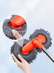 1pc 3-Section Detachable Car Wash Mop With Stainless Steel Telescopic Handle And Double Head Brush
