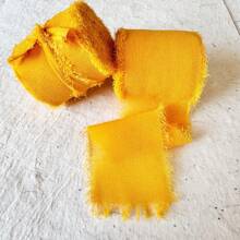 5米 INS 风格手工撕边雪纺丝带，带磨边，4厘米宽，用于婚礼花束、流苏、蝴蝶结和装饰，由欧根纱和真丝面料制成，圣诞节情人节