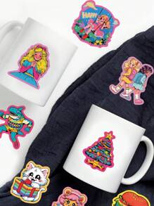 50入組美式復古防水PVC卡通萬聖節裝飾貼紙，適用於筆記本電腦、水瓶、手機、吉他、滑板板DIY貼花 - 彩色 - 查看 2