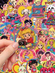 50入組美式復古防水PVC卡通萬聖節裝飾貼紙，適用於筆記本電腦、水瓶、手機、吉他、滑板板DIY貼花 - 彩色 - 查看 4