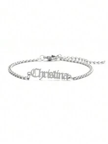 女性個性化名字腳鏈，3mm鏈條，波西米亞風格夏季沙灘腳飾，不鏽鋼材質 - 銀色 - 查看 5