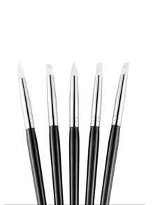 5支装亚克力美甲雕塑刷，雕刻、绘画、UV凝胶塑形硅胶刷，适用于美甲DIY美甲工具 - 黑色 - 查看 4