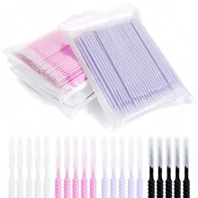 HMQ beauty 100 件一次性微型刷睫毛延长去除棉签带尖头睫毛延长工具，散装包装 - 彩色 - 查看 8