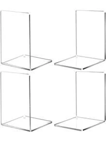 1pc Clear Bookends,Creative Decorative Book Ends Supports For Shelves,Non-Slip Book Storage Rack Stand,Book Holder For Books,CD,Video,Book Stopper For Home,Llibrary,Office. - Clear - View 1