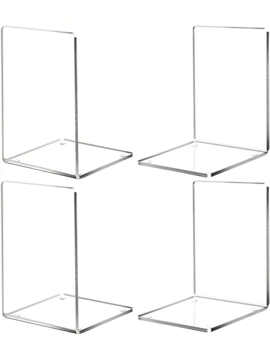 1pc Clear Bookends,Creative Decorative Book Ends Supports For Shelves,Non-Slip Book Storage Rack Stand,Book Holder For Books,CD,Video,Book Stopper For Home,Llibrary,Office. - Clear - View 1
