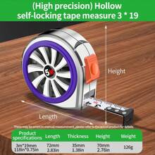 1pc ABS Self-Locking Tape Measure, Silver-Color 3m/5m/10m Waterproof Rust-Proof Measuring Tool For Home & Hardware - Silver - View 8