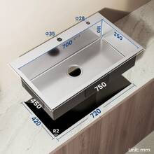 Kitchen Sink Stainless Steel 75x45x19CM Sink 1 Basin With Foldable Drainer And Drainage System, Built-In Sink For 80cm Cabinets - Brushed - View 11