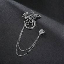1 peça Broche em forma de ave de rapina feroz (morcego, lobo, águia) em estilo retrô dourado/prateado para terno masculino