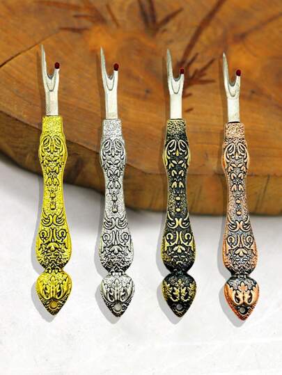 1 pieza Tijeras de estilo europeo vintage con bordado, corta-hilos de aleación de zinc, herramienta de corte de hilo de punto de cruz, hojas de acero inoxidable - ideal para costura, bordado, patchwork