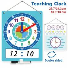 Lachilly Montessori Math Toys Dry Erase Clock Board Kids Early Learning Teaching Clock Model Aids, Educational Toy For Preschoolers, Homeschool Teachers & Students Supplies - Multicolor - View 13