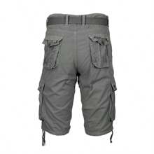2-Pack Men's Distressed Cotton Cargo Belted Shorts - 海軍藍 & 灰色 - 查看 5