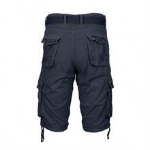 2-Pack Men's Distressed Cotton Cargo Belted Shorts - 海軍藍 & 灰色 - 查看 4