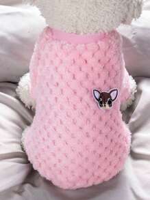 Dog Print Pet Sweatshirt, Warm Cat Sweatshirt With Cute Pattern - Pink - View 4