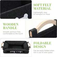 1 Miếng Gấp lại Bằng gỗ Xử lý Felt Thú cưng Đồ chơi Giỏ lưu trữ , Hộp đựng Cái túi Đối với Mèo & Đồ chơi Chó at Nhà - màu đen - Xem 5
