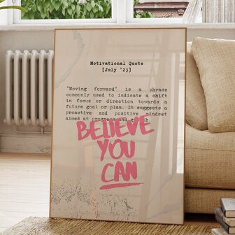 1 pieza Póster de lona sin marco con cita motivadora - Cree que puedes hacerlo, arte de pared resistente al agua, pintura de arte para decoración de pared para regalo, habitación preppy, habitación rosa, dormitorio, baño, comedor, cocina, sala de estar, oficina, café, bar, decoración del hogar y la oficina