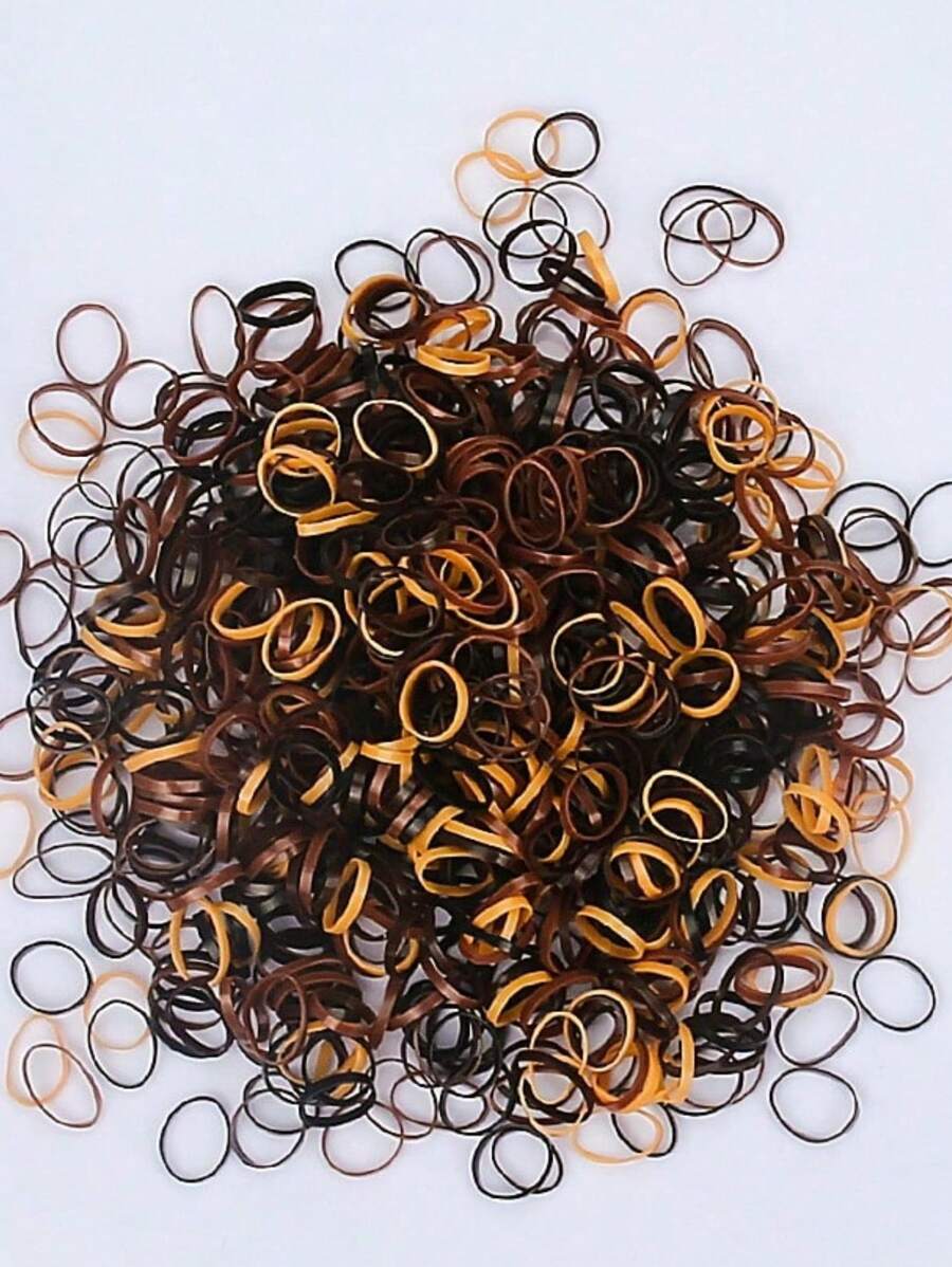 1000 Mini elásticos de borracha para cabelo macios para tranças infantis (cor elegante, 1,5 cm) - Multicolorido - Visão 1