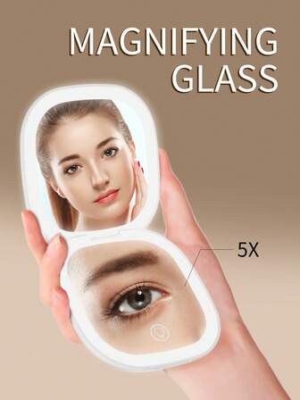 Portable Led Makeup Mirror Light Up Mirror Gift Practical Square Led Makeup Mirror With Light Valentine Day Gifts  Cute St Patrick Day