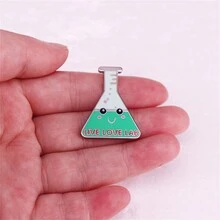 Cartoon Cute Punk Triangular Test Tube Enamel Pin LIVE LOVE LAB Custom Decorative Brooches Ornaments Lapel Bag Badges Jewelry Gifts Pin - Green - View 3