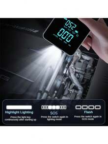 SUITU Máy bơm hơi ô tô 4 In1 được nâng cấp, Máy bơm khởi động khẩn cấp di động, Đèn LED, Máy bơm lốp & Bộ khởi động tăng áp sạc pin - màu đen - Xem 5