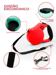 1 Pieza Correa Retráctil Para Mascotas, Correa Para Perros Extensible Automatizada, Correa Para Mascotas Con Estampado De Hueso Para Caminar Perros Y Gatos, Con Distancia Ajustable - Rojo - Ver 2