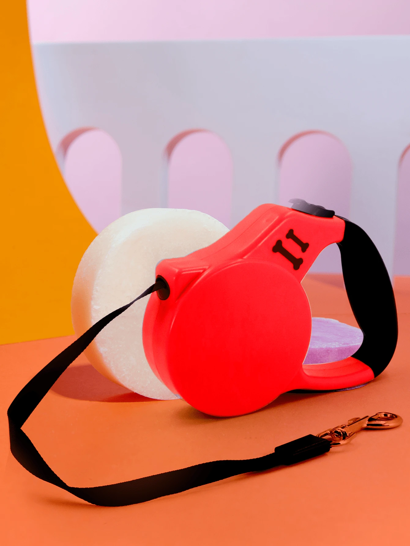 1 Pieza Correa Retráctil Para Mascotas, Correa Para Perros Extensible Automatizada, Correa Para Mascotas Con Estampado De Hueso Para Caminar Perros Y Gatos, Con Distancia Ajustable - Rojo - Ver 1