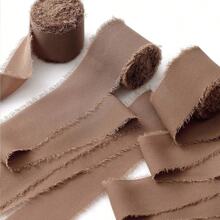 5米 INS 风格手工撕边雪纺丝带，带磨边，4厘米宽，用于婚礼花束、流苏、蝴蝶结和装饰，由欧根纱和真丝面料制成，圣诞节情人节