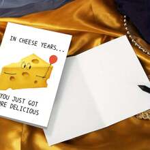 In Cheese Years, Funny Cheese Greeting Cards, Humorous Birthday Cards For Family, Friends, BFF, Men, Women, Card Size Is 6.3*4.33 In, Included Envelope. - Red - View 3