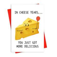 In Cheese Years, Funny Cheese Greeting Cards, Humorous Birthday Cards For Family, Friends, BFF, Men, Women, Card Size Is 6.3*4.33 In, Included Envelope. - Red - View 4