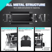Humtus ATOMSTACK Laser Engraver Rotary Roller,  Y-Axis Rotary Engraving Module For Cylindrical Objects, Bottles, 360° Rotation With 8 Adjustable Angles For Versatile Engraving Sizes - 旋轉滾筒黑色 - 查看 8