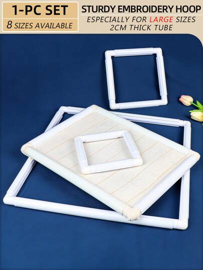 1pc White Handmade DIY Cross Stitch Embroidery Hoop, Punch Needle Frame With 2cm Thick High-Quality PP Material Rounded Tubes, Durable Shell And Tight Fabric Stretching, Produces Beautifully Smooth Stitching Effect, 8 Sizes Available Including Large Fabrics.