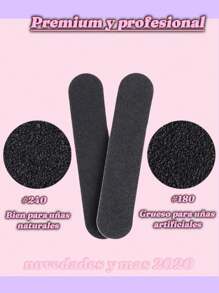 50 Piezas Lima Pulidor Para Uñas Uso Rudo Negra Grano 180 - Negro - Ver 2