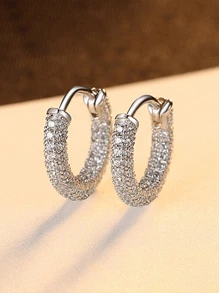 1 Paar luxuriöser modischer, zierlicher 925er Sterlingsilber Schmuck, vintage chic Mikro-Pavé Zirkonia Creolen für Frauen zur Party oder für den täglichen Gebrauch